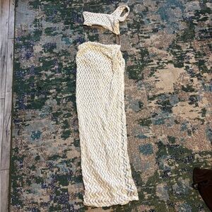 Cream Crochet Two-Piece coverup one size